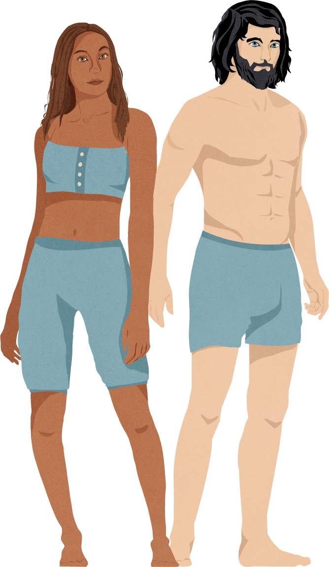 A human male and female