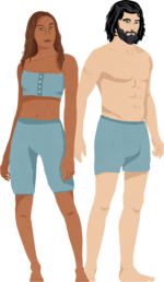 A human male and female